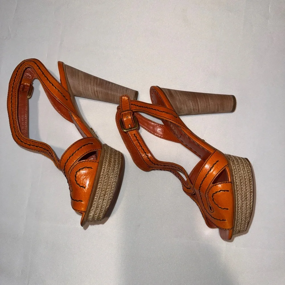 HANDMADE VINTAGE ORANGE PRADA HEELS